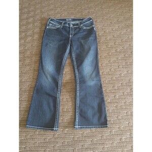 Silver Jeans Suki Flap Mid-Rise Embroidered Bootcut Denim Jeans Women's 33 X 30